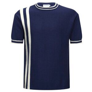 OXKNIT Store Striped Short Sleeve Sweater Mens size Medium 1970 Mod Vintage